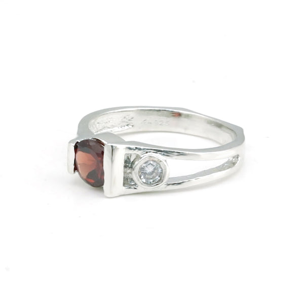 Red Garnet Oval Cut Solitaire Ring 2.10 Ct. 925 Sterling Silver Gift for Her