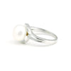White Pearl Solitaire Ring 4.50 Ct. Round Cut 925 Sterling Silver Stackable Band
