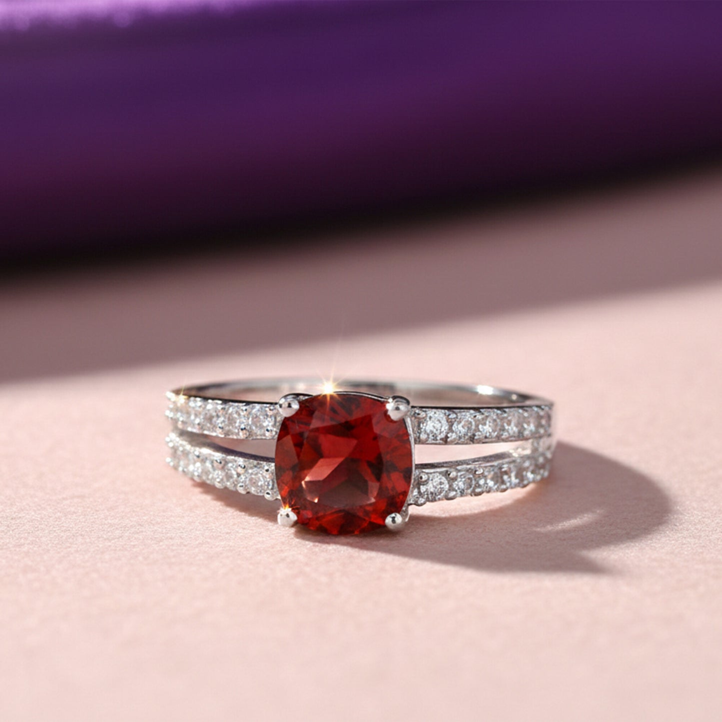 Red Ruby Round Ring 1.24 Ct. 925 Sterling Silver Stackable Eternity Band Gift