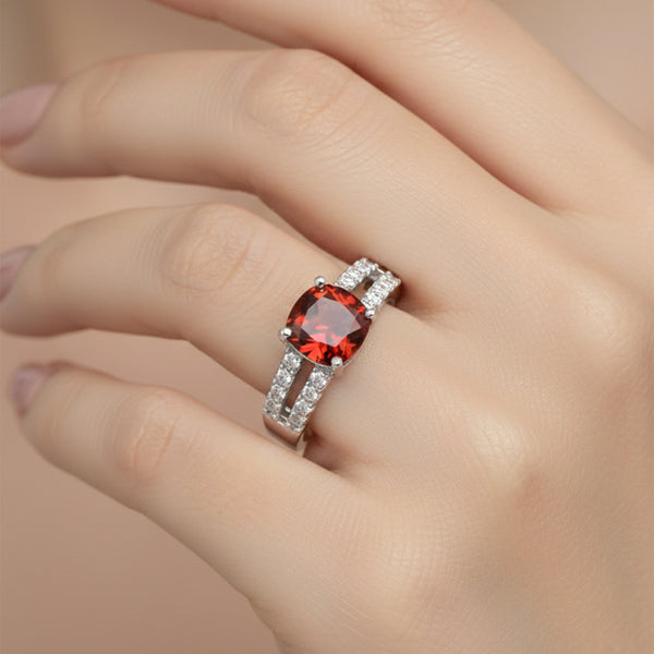 Red Ruby Round Ring 1.24 Ct. 925 Sterling Silver Stackable Eternity Band Gift