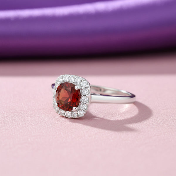 Ruby Round Solitaire Ring 1.25 Ct. 925 Sterling Silver Birthday Fine Jewelry Gif