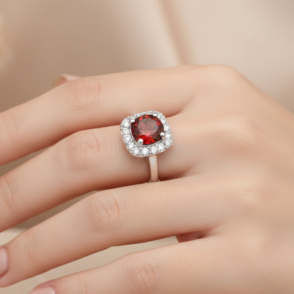 Ruby Round Solitaire Ring 1.25 Ct. 925 Sterling Silver Birthday Fine Jewelry Gif