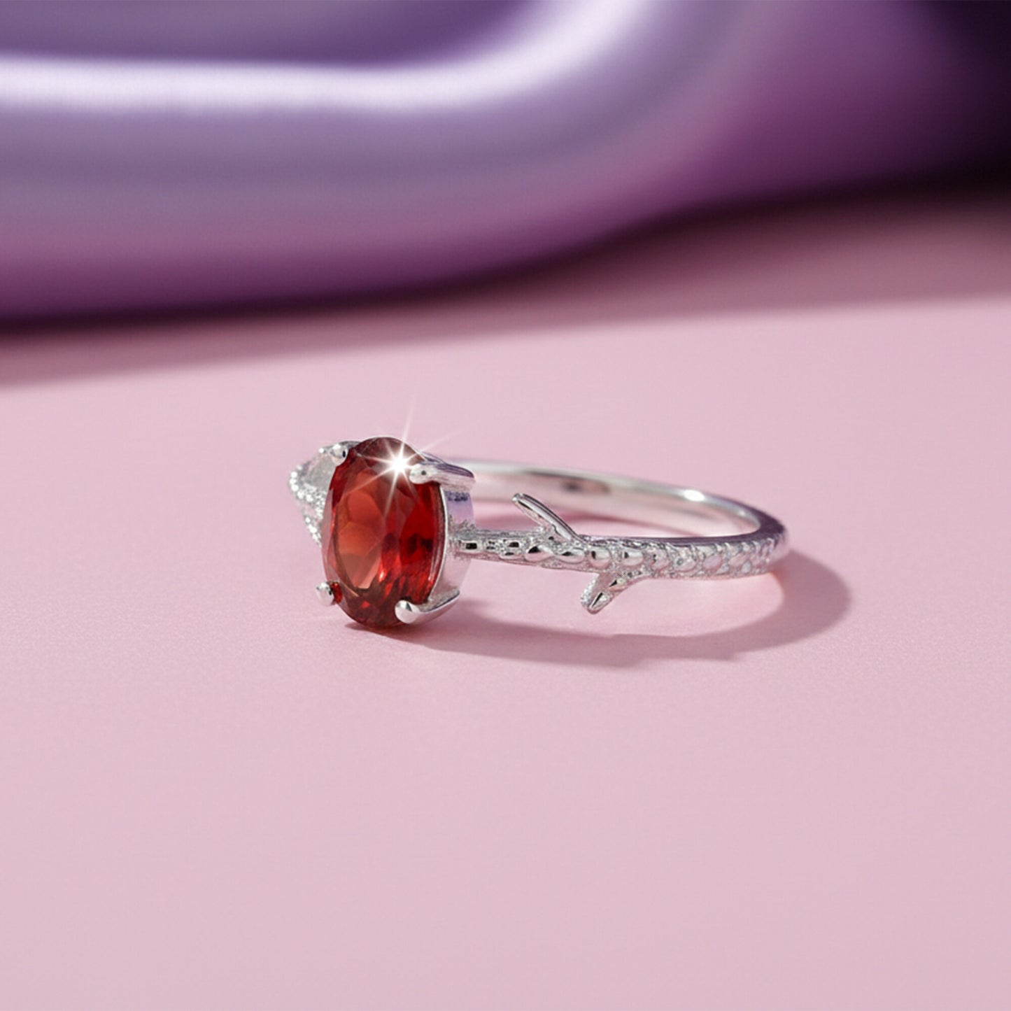 2.25 Ct. Red Ruby Ring Oval Cut 925 Sterling Silver Eternity Band Fine Gift