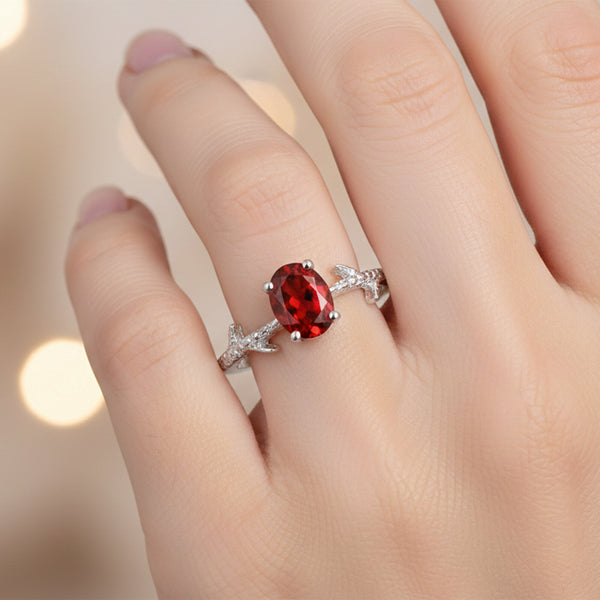 2.25 Ct. Red Ruby Ring Oval Cut 925 Sterling Silver Eternity Band Fine Gift
