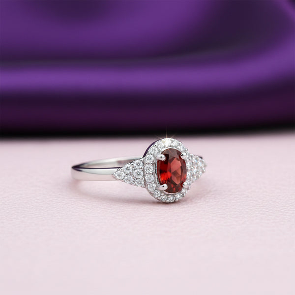 Red Ruby Oval Cut Solitaire Ring 2.28 Ct. 925 Sterling Silver Gift for Her