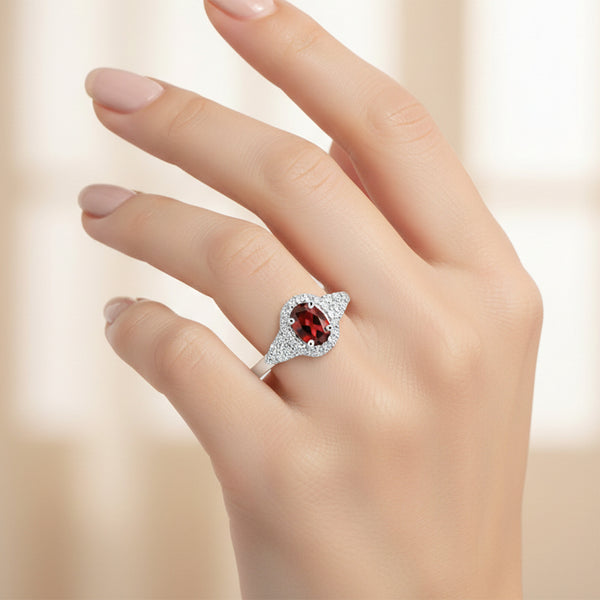 Red Ruby Oval Cut Solitaire Ring 2.28 Ct. 925 Sterling Silver Gift for Her