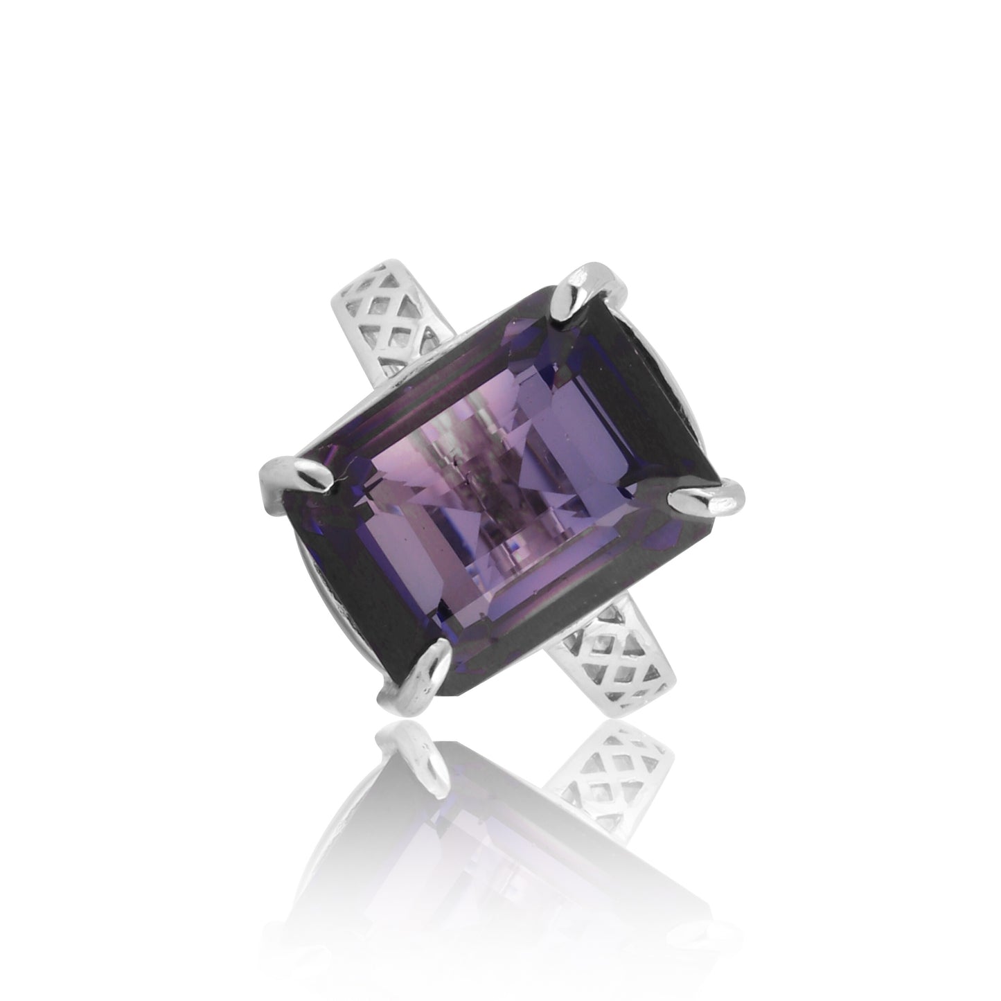 Amethyst Emerald Cut Ring 5.50 Ct. 925 Sterling Silver Gift for Her Women
