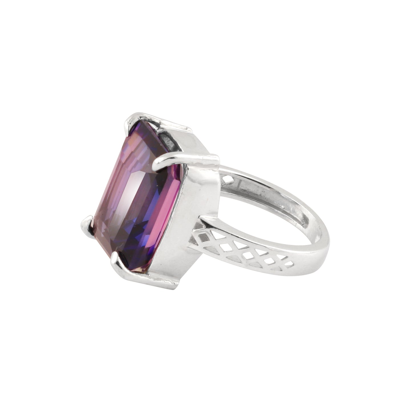 Amethyst Emerald Cut Ring 5.50 Ct. 925 Sterling Silver Gift for Her Women