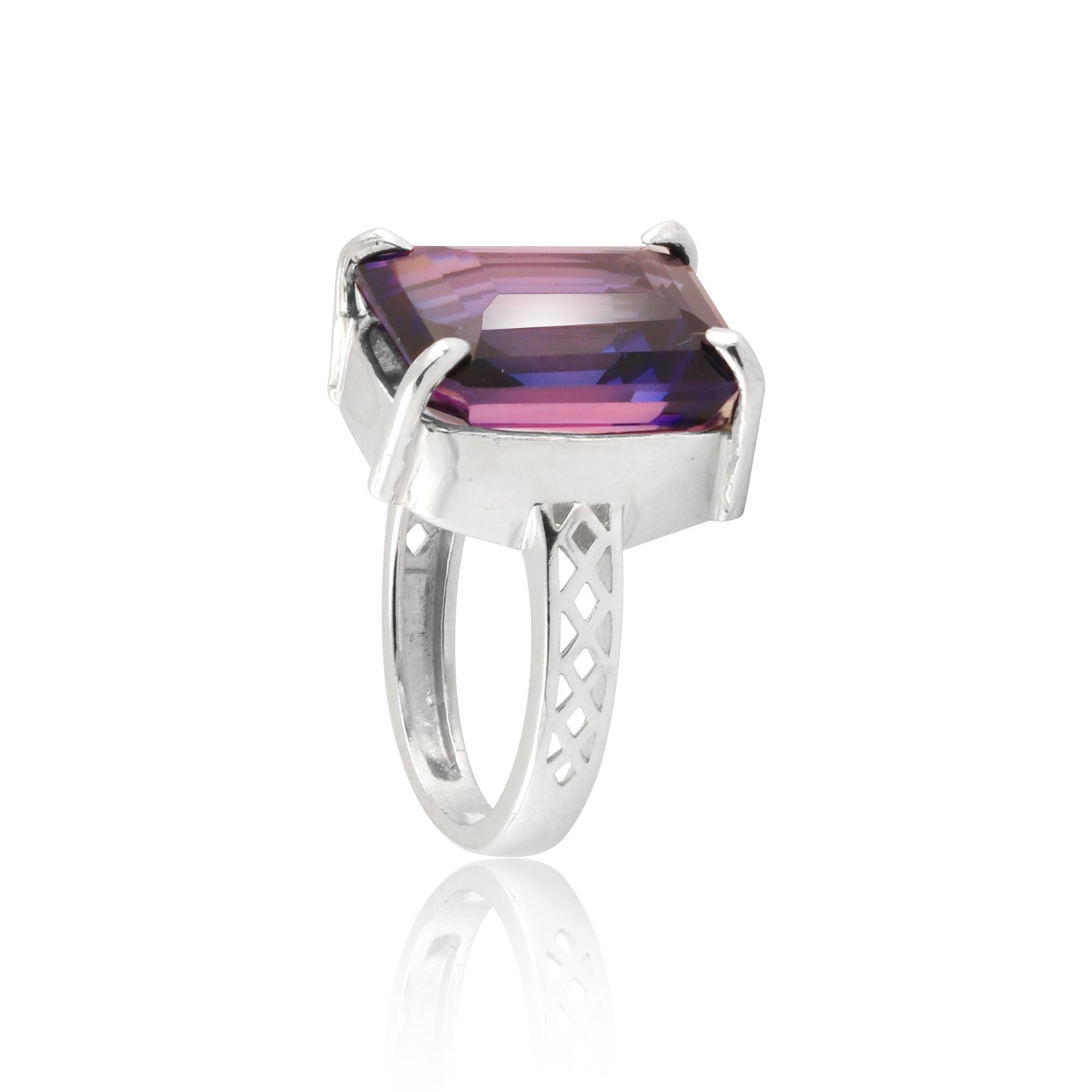 Amethyst Emerald Cut Ring 5.50 Ct. 925 Sterling Silver Gift for Her Women