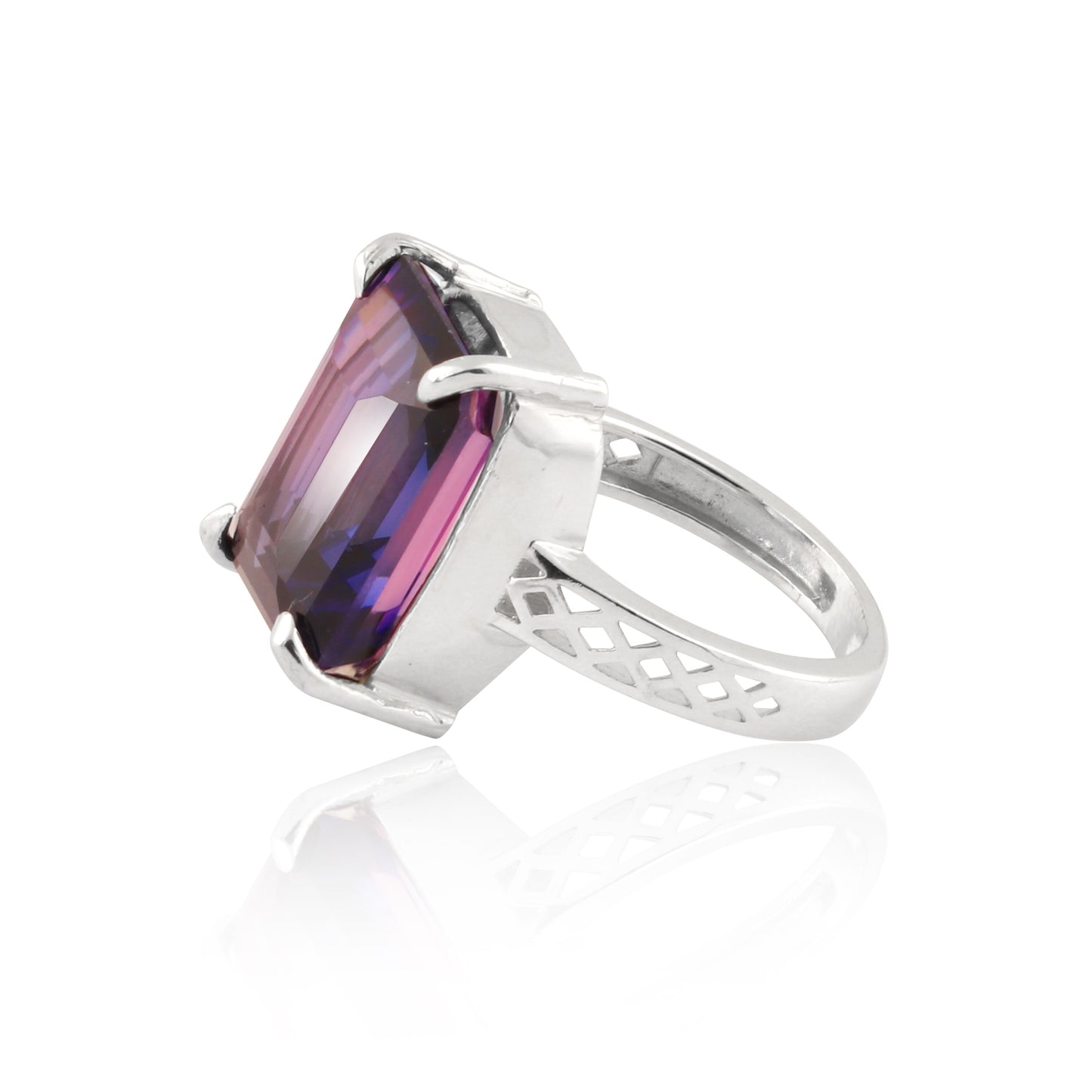 Amethyst Emerald Cut Ring 5.50 Ct. 925 Sterling Silver Gift for Her Women