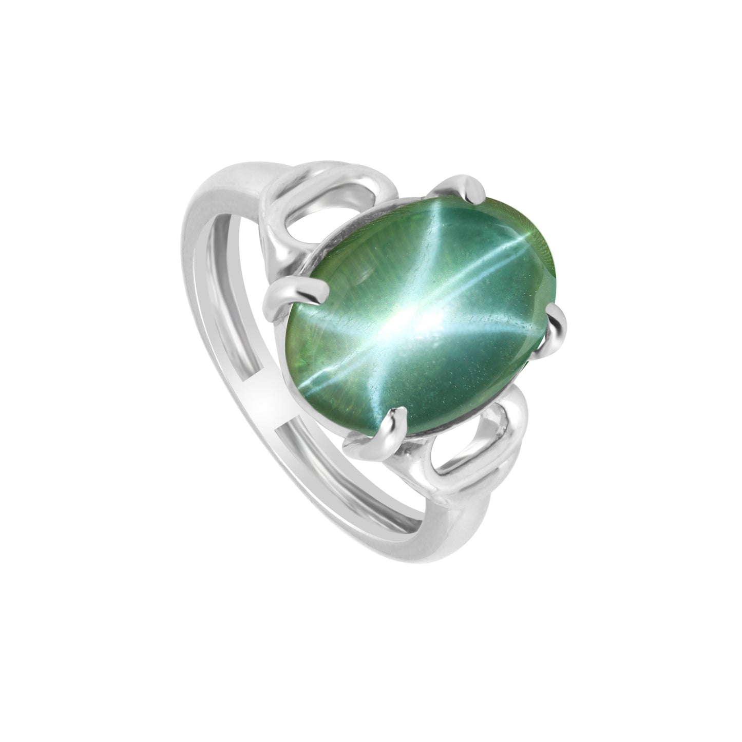 Sapphire Oval Cabochon Solitaire Gemstone Ring 3.00 Ct. 925 Sterling Silver Wome