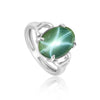 Sapphire Oval Cabochon Solitaire Gemstone Ring 3.00 Ct. 925 Sterling Silver Wome