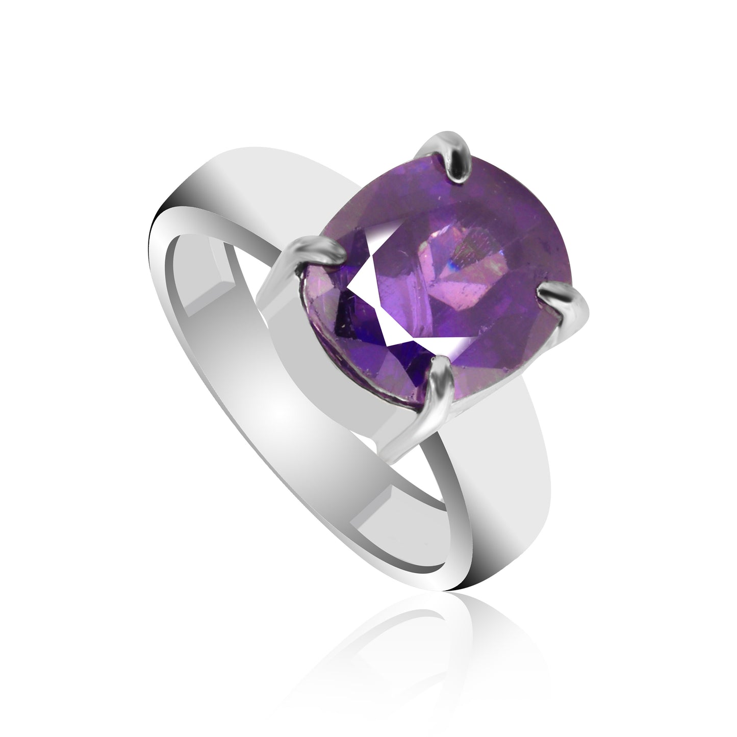 3.80 Ct. Amethyst Oval Solitaire Ring 925 Sterling Silver Birthday Fine Jewelry