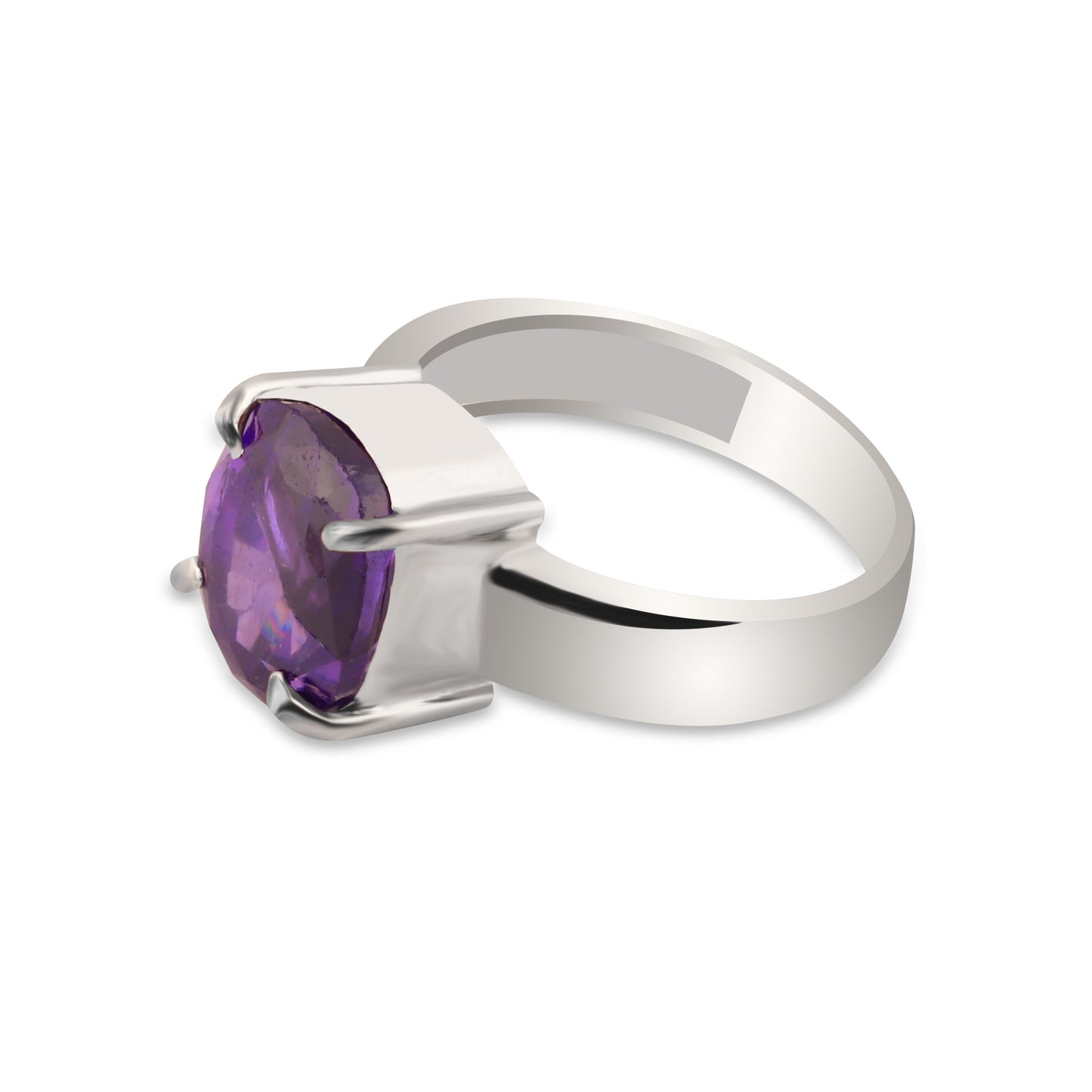 3.80 Ct. Amethyst Oval Solitaire Ring 925 Sterling Silver Birthday Fine Jewelry