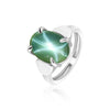 Sapphire Oval Cabochon Solitaire Ring 8.00 Ct. 925 Sterling Silver Wedding Fine