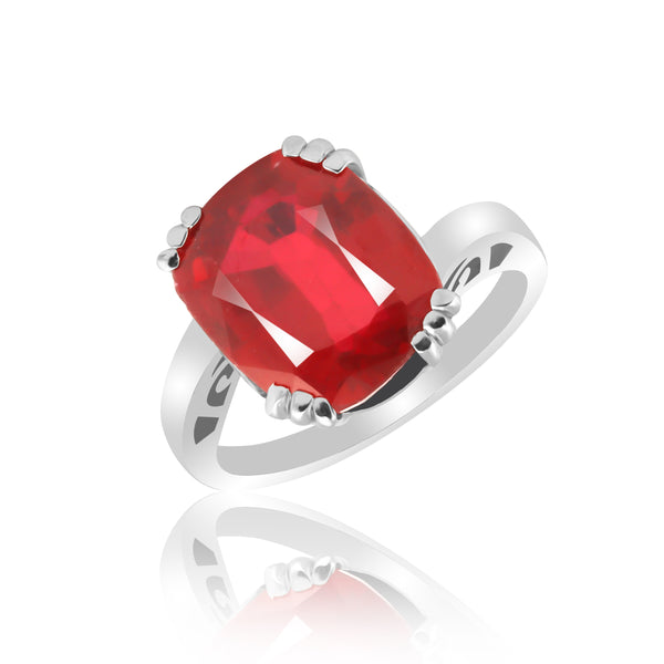 7.20 Ct. Ruby Cushion Solitaire Ring 925 Sterling Silver Engagement Fine Jewelry