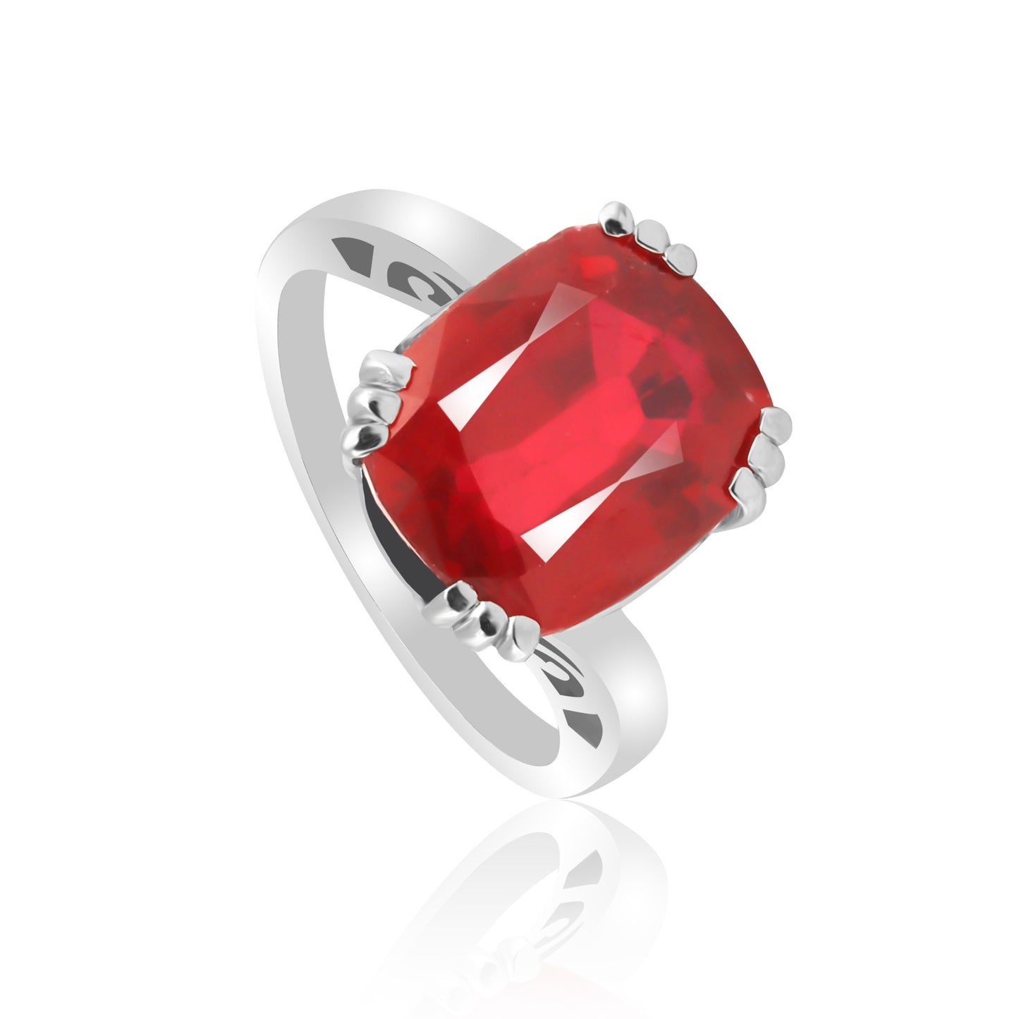 7.20 Ct. Ruby Cushion Solitaire Ring 925 Sterling Silver Engagement Fine Jewelry