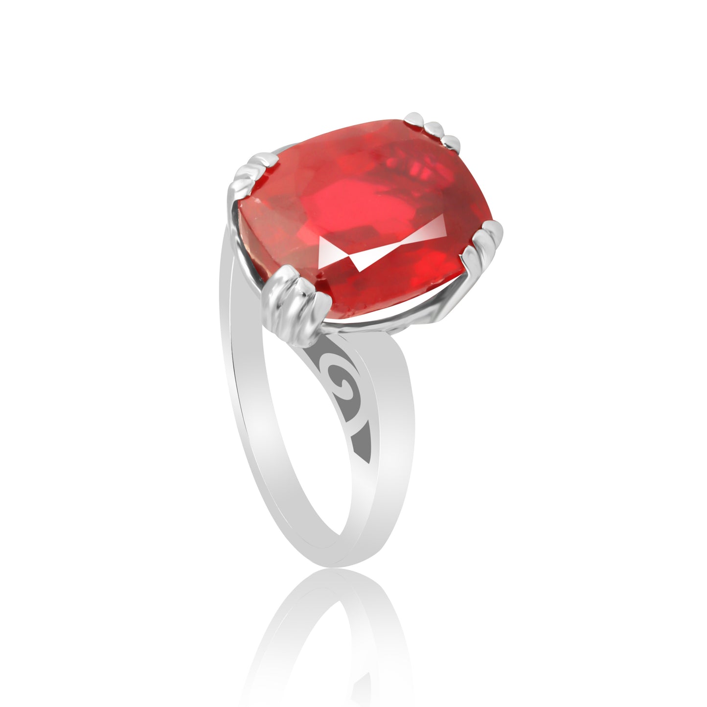 7.20 Ct. Ruby Cushion Solitaire Ring 925 Sterling Silver Engagement Fine Jewelry