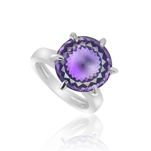 Amethyst Round Cut 4.20 Ct. Gemstone Ring 925 Sterling Silver Women Gift