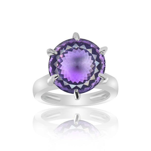 Amethyst Round Cut 4.20 Ct. Gemstone Ring 925 Sterling Silver Women Gift