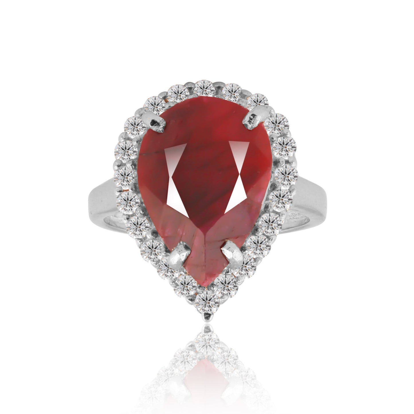 Red Ruby Solitaire Ring 4.70 Ct. Oval Cut 925 Sterling Silver Stackable Band