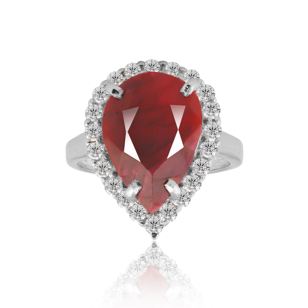 Red Ruby Solitaire Ring 4.70 Ct. Oval Cut 925 Sterling Silver Stackable Band