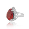Red Ruby Solitaire Ring 4.70 Ct. Oval Cut 925 Sterling Silver Stackable Band