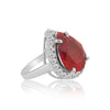 Red Ruby Solitaire Ring 4.70 Ct. Oval Cut 925 Sterling Silver Stackable Band