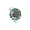 Round Cut Moissanite & Emerald Ring 7.00 Ct. 925 Sterling Silver Eternity Band G