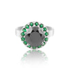 Round Cut Moissanite & Emerald Ring 7.00 Ct. 925 Sterling Silver Eternity Band G