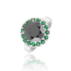 Round Cut Moissanite & Emerald Ring 7.00 Ct. 925 Sterling Silver Eternity Band G