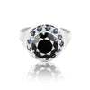 7.50 Ct. Moissanite & Sapphire Round Cut Ring 925 Sterling Silver Women Fine Jew