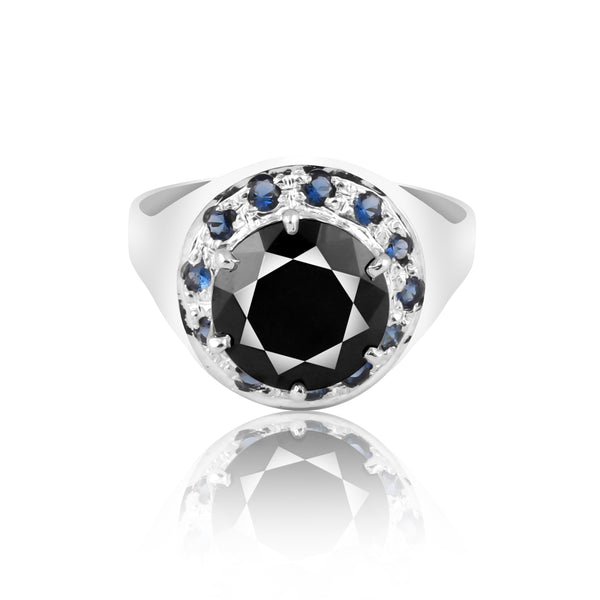 7.50 Ct. Moissanite & Sapphire Round Cut Ring 925 Sterling Silver Women Fine Jew