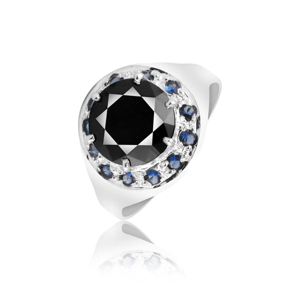 7.50 Ct. Moissanite & Sapphire Round Cut Ring 925 Sterling Silver Women Fine Jew
