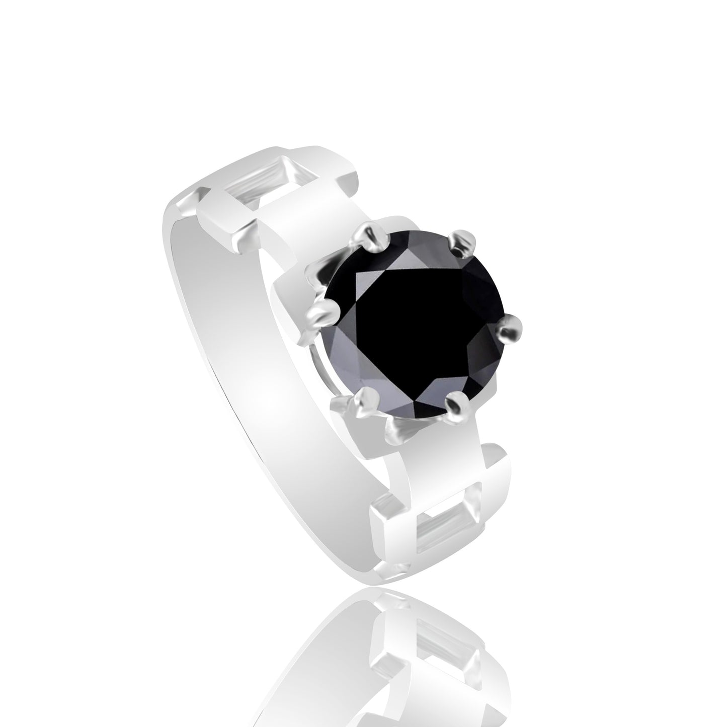 Black Moissanite Round Ring 6.50 Ct. 925 Sterling Silver Stackable Eternity Band