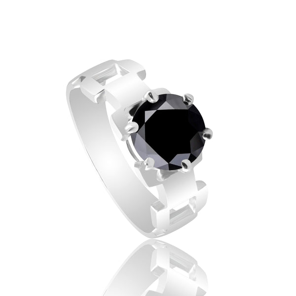 Black Moissanite Round Ring 6.50 Ct. 925 Sterling Silver Stackable Eternity Band