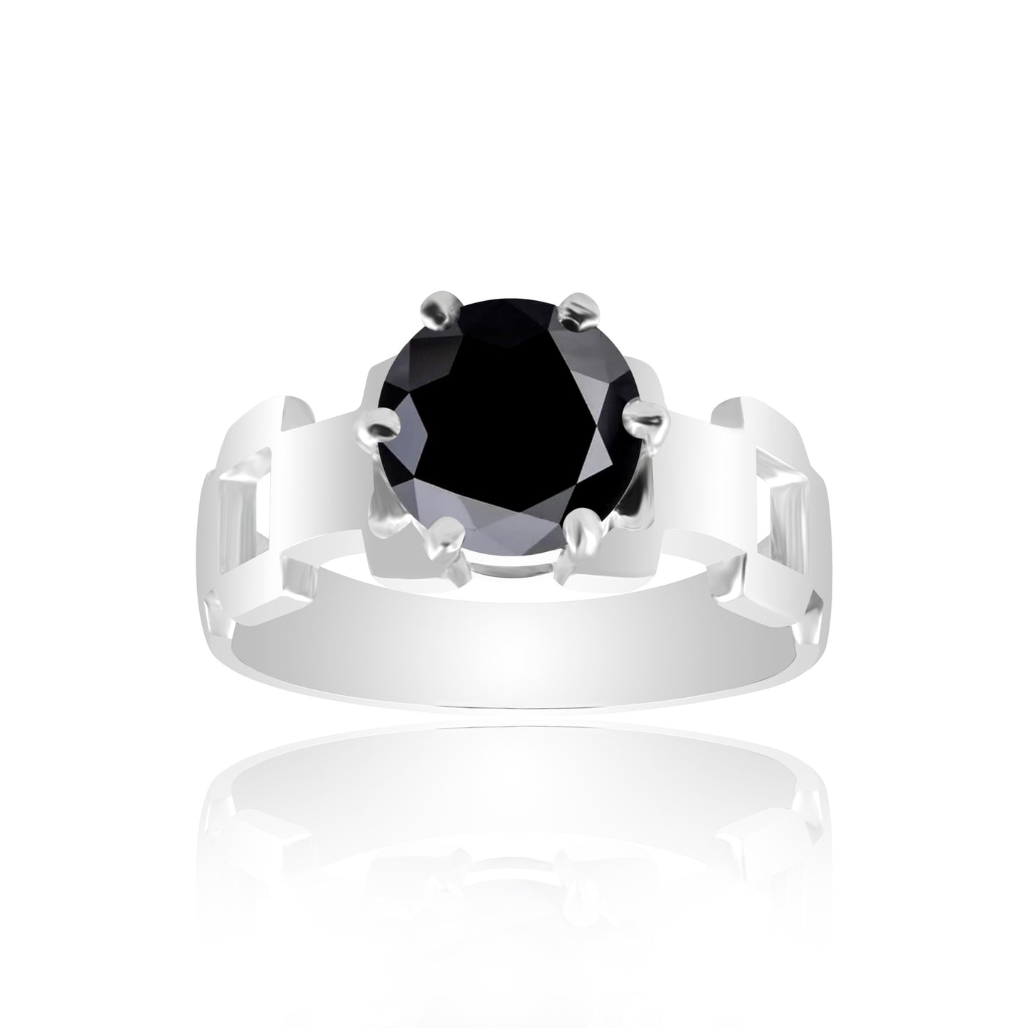 Black Moissanite Round Ring 6.50 Ct. 925 Sterling Silver Stackable Eternity Band