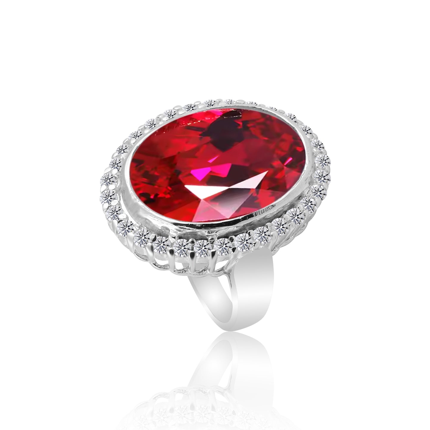 Ruby Oval Cut Ring 7.80 Ct. 925 Sterling Silver Gift for Her Women for Women