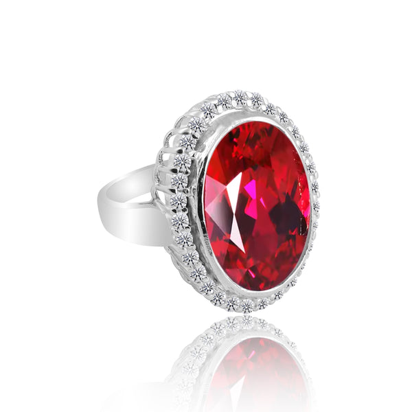 Ruby Oval Cut Ring 7.80 Ct. 925 Sterling Silver Gift for Her Women for Women