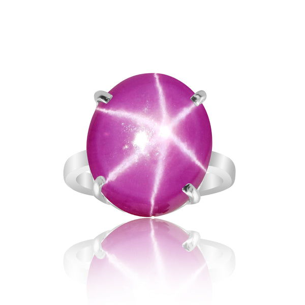 Pink Ruby Oval Cabochon Cut Solitaire Ring 6.60 Ct. 925 Sterling Silver Gift for