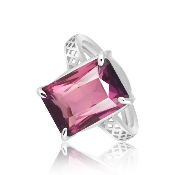 4.90 Ct. Amethyst Emerald Solitaire Ring 925 Sterling Silver Wedding Fine Jewelr