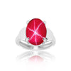 Red Ruby Solitaire Ring 6.00 Ct. Oval Cabochon Cut 925 Sterling Silver Stackable