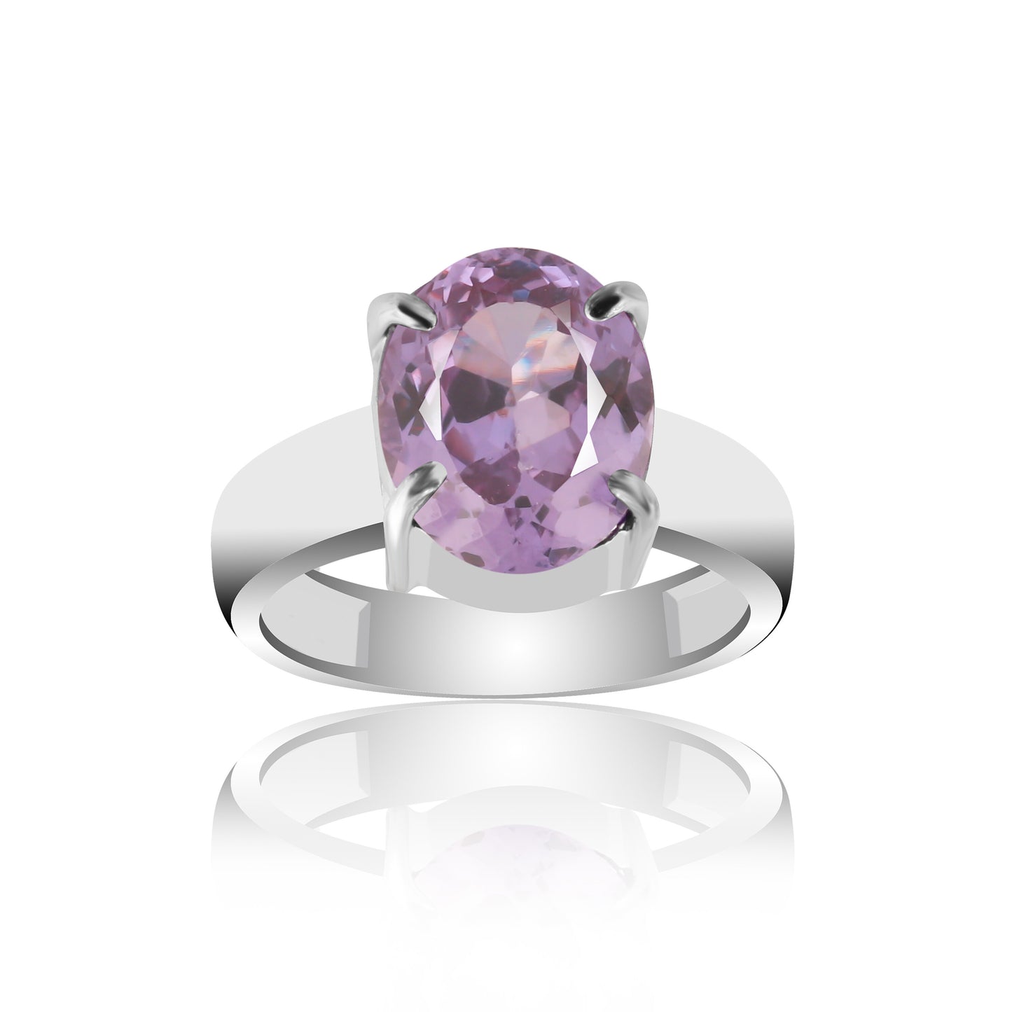 Purple Amethyst Solitaire Ring 4.85 Ct. Oval Cut 925 Sterling Silver Stackable B