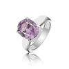 Purple Amethyst Solitaire Ring 4.85 Ct. Oval Cut 925 Sterling Silver Stackable B