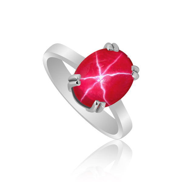 Ruby Oval Solitaire Ring 5.80 Ct. 925 Sterling Silver Mother's Day Fine Jewelry