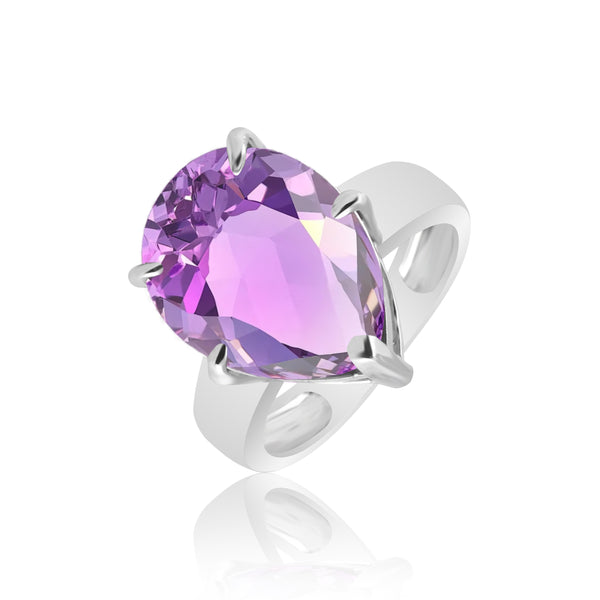 EGL Certified Amethyst Pear Cut Ring 3.50 Ct. 925 Sterling Silver Gift for Her W