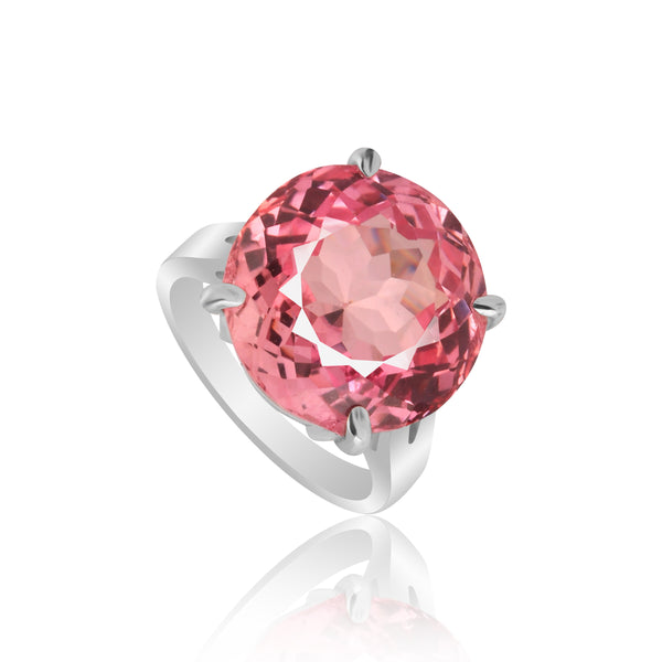 Tourmaline Round Solitaire Gemstone Ring 3.80 Ct. 925 Sterling Silver Women Gift