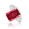 Red Ruby Emerald Cut Solitaire Ring 3.66 Ct. 925 Sterling Silver Gift for Her