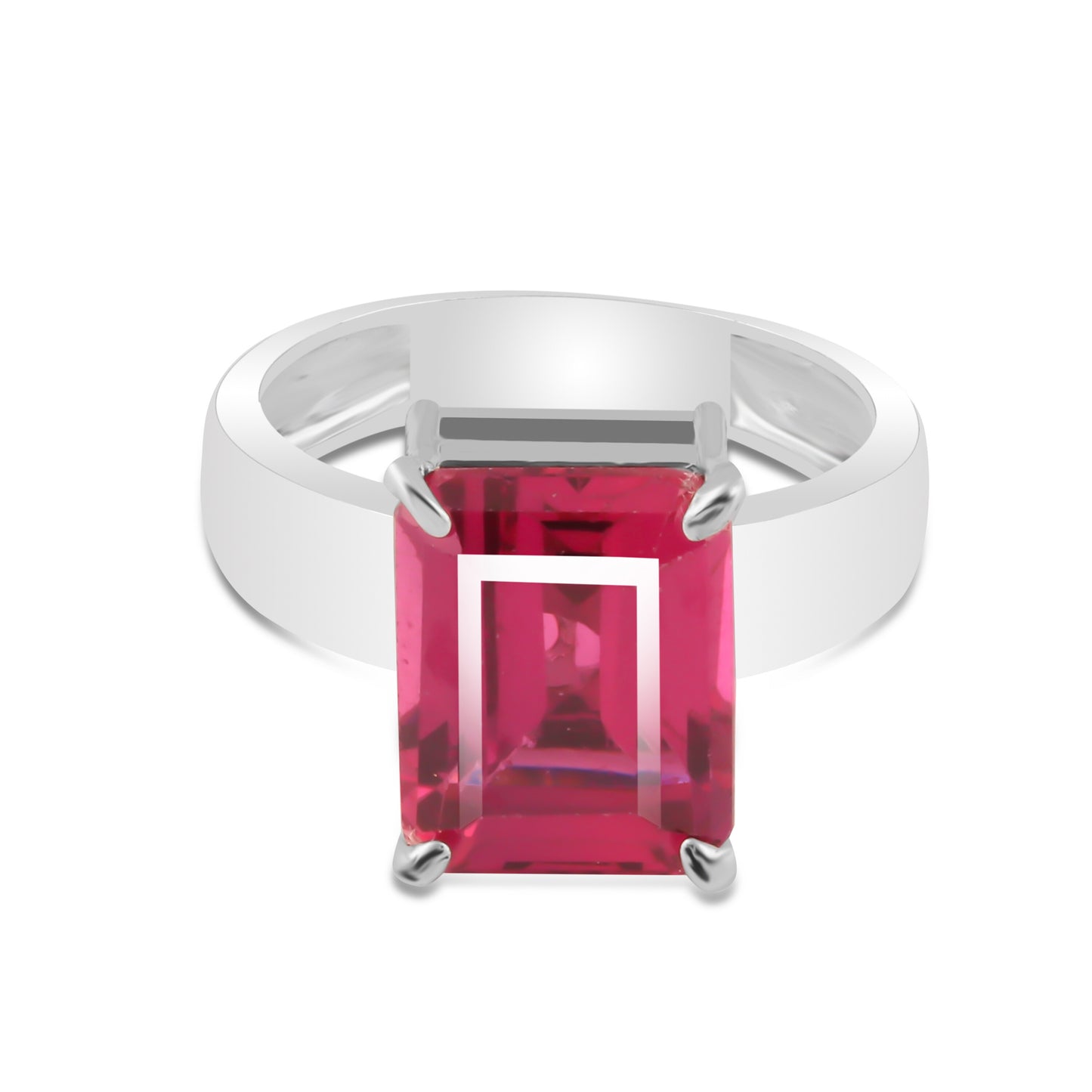 Emerald Cut Ruby Ring 5.50 Ct. 925 Sterling Silver Eternity Band Gift for Her