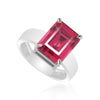 Emerald Cut Ruby Ring 5.50 Ct. 925 Sterling Silver Eternity Band Gift for Her